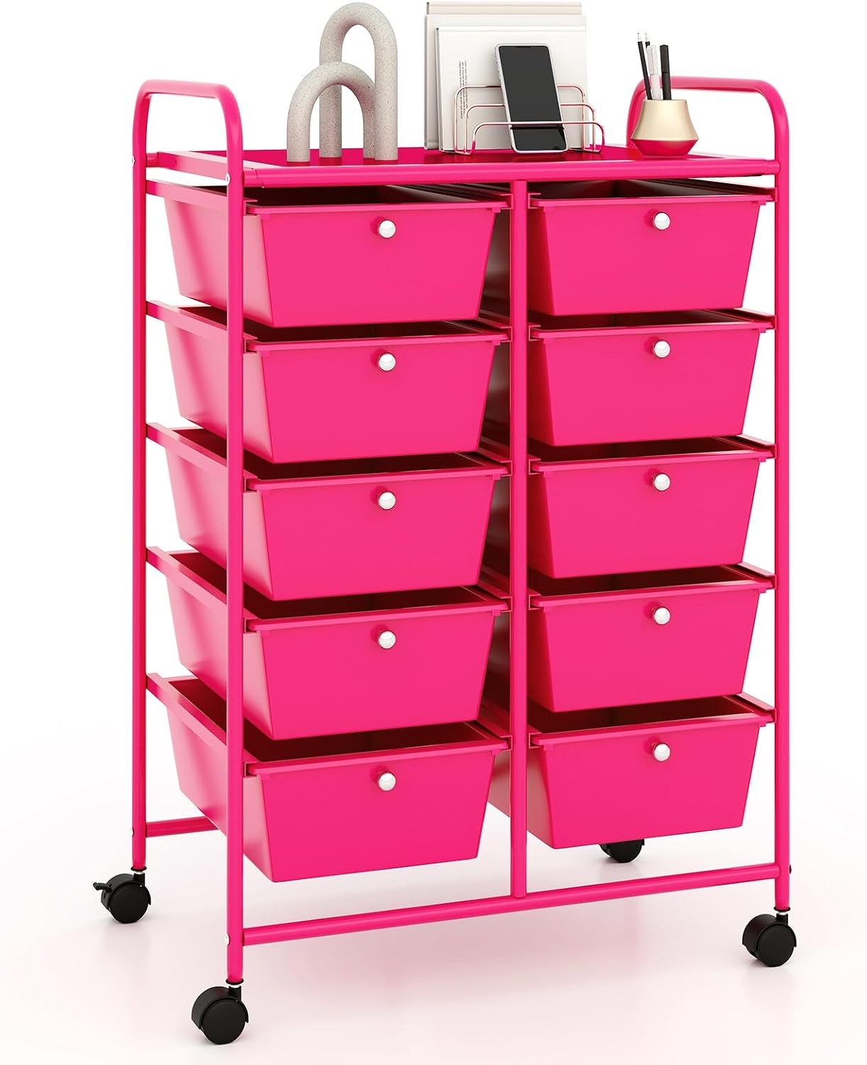 15 Drawer Rolling Storage Cart, Mobile Drawer Carts for Craft Art Supply Paper Salon, Utility Cart on Wheels for Classroom Teacher School Office, Rolling Cart with Drawers (Yellow)
