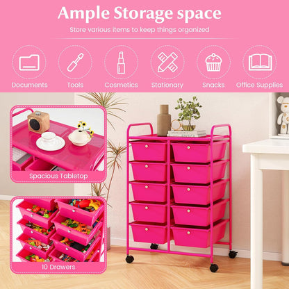15 Drawer Rolling Storage Cart, Mobile Drawer Carts for Craft Art Supply Paper Salon, Utility Cart on Wheels for Classroom Teacher School Office, Rolling Cart with Drawers (Yellow)