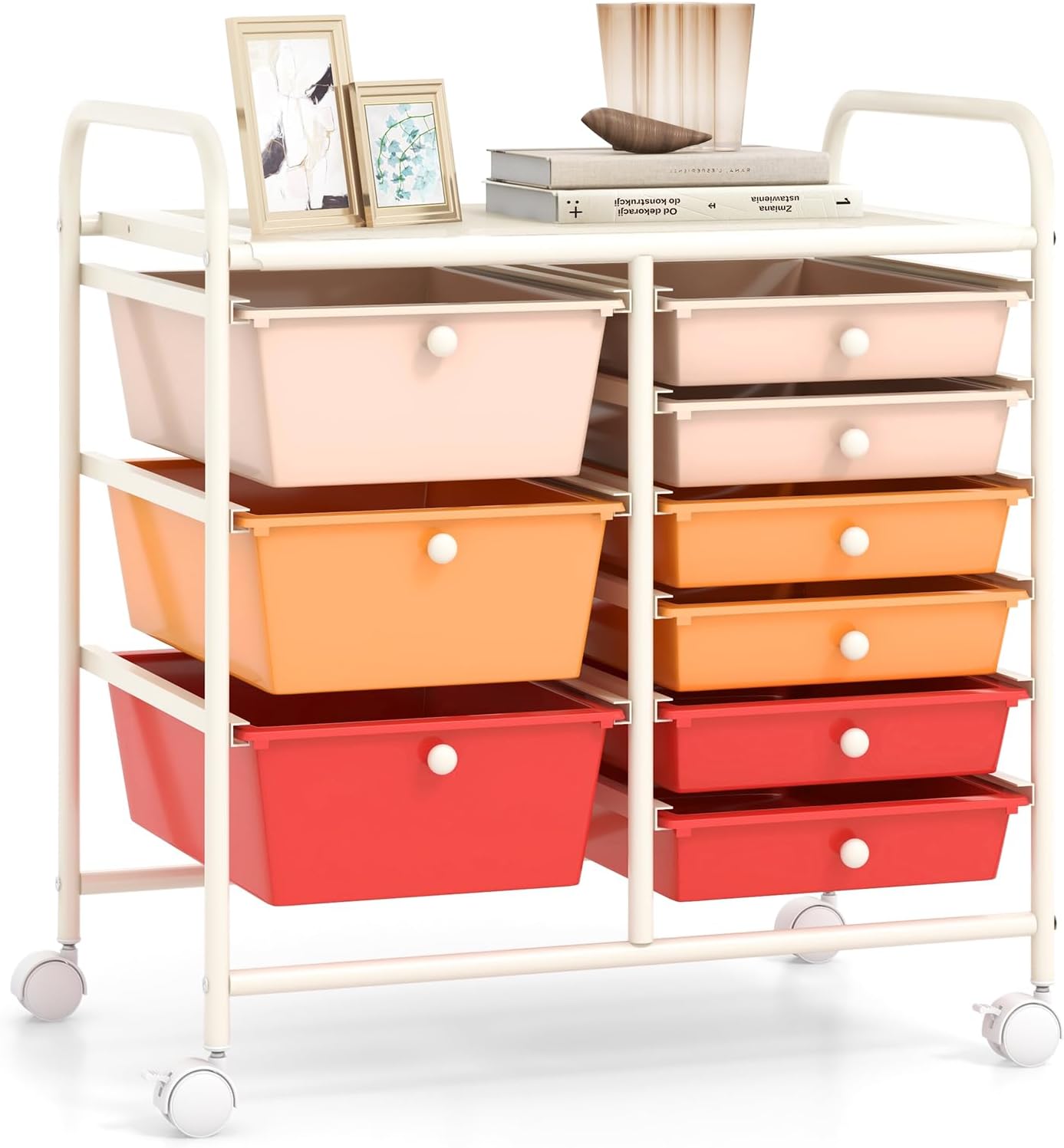 15 Drawer Rolling Storage Cart, Mobile Drawer Carts for Craft Art Supply Paper Salon, Utility Cart on Wheels for Classroom Teacher School Office, Rolling Cart with Drawers (Yellow)