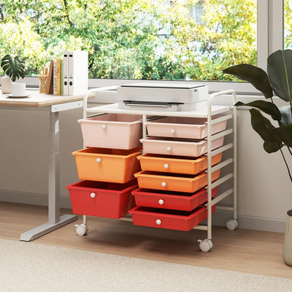 15 Drawer Rolling Storage Cart, Mobile Drawer Carts for Craft Art Supply Paper Salon, Utility Cart on Wheels for Classroom Teacher School Office, Rolling Cart with Drawers (Yellow)