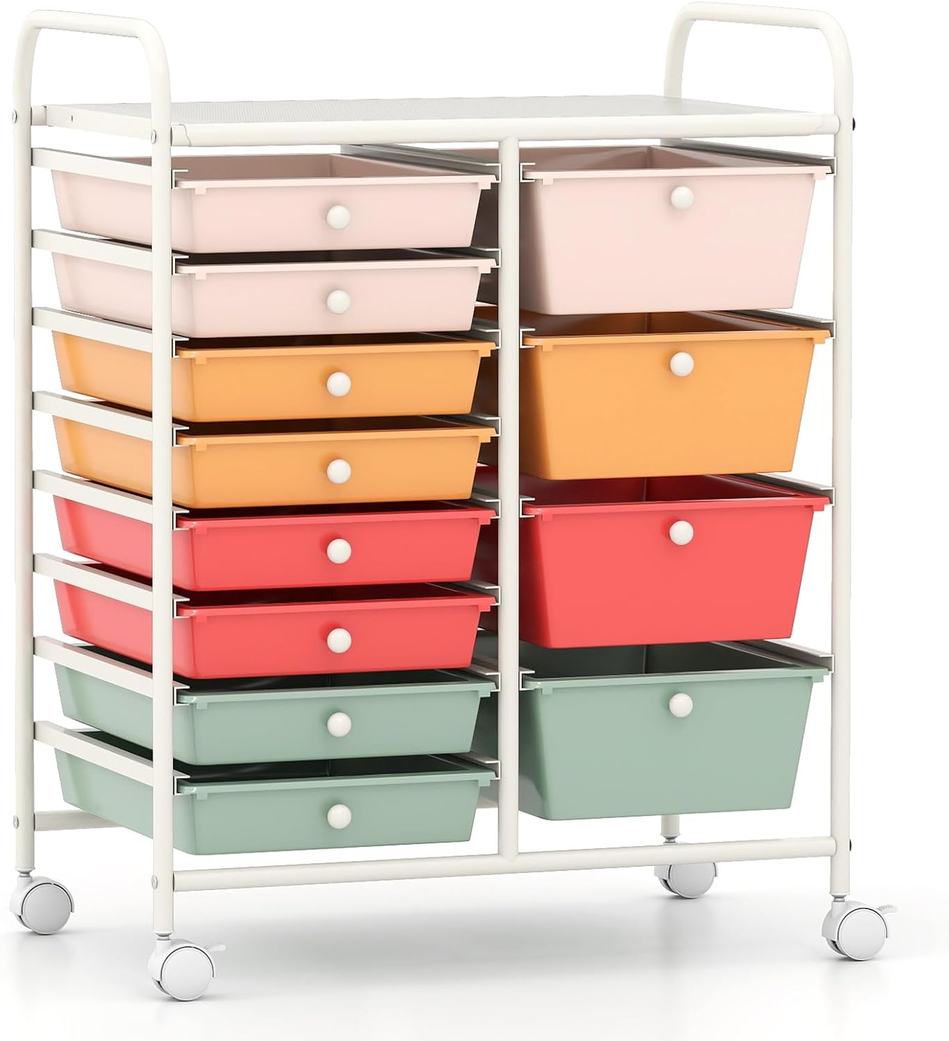 15 Drawer Rolling Storage Cart, Mobile Drawer Carts for Craft Art Supply Paper Salon, Utility Cart on Wheels for Classroom Teacher School Office, Rolling Cart with Drawers (Yellow)