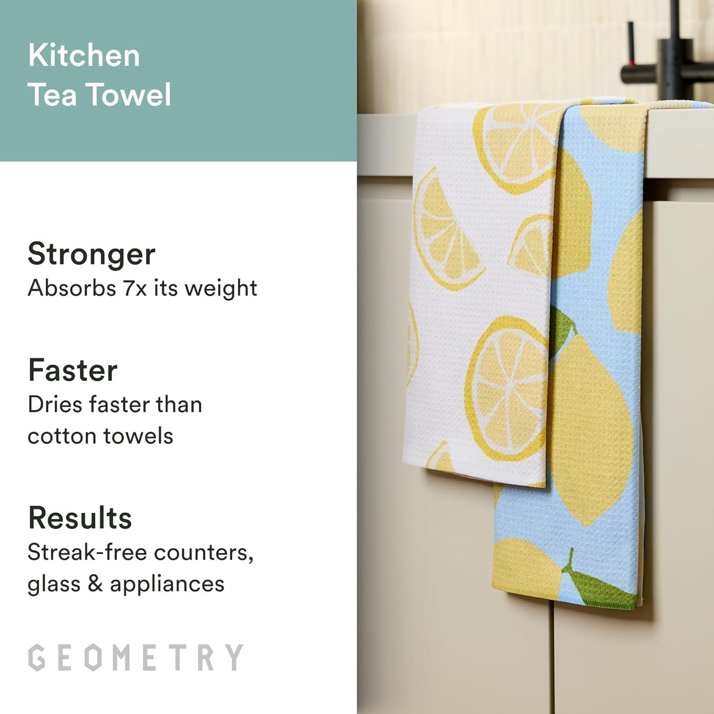 Spring Kitchen Towels - Quick Dry Microfiber Cloth Spring & Summer Dish Towels for Kitchen Drying - Premium Quick Dry Towel - Lemon Delight, 18" x 30" - 1-Pack