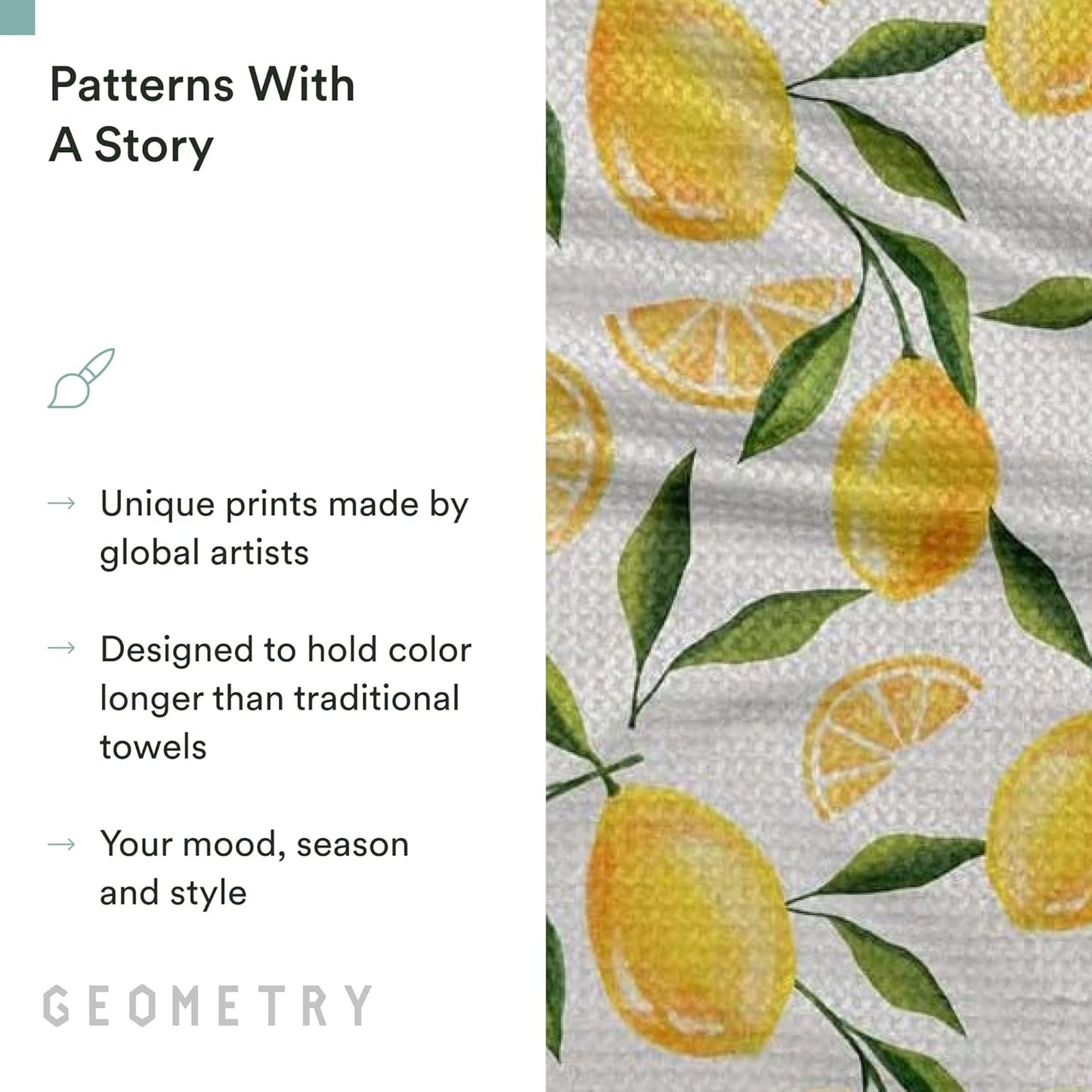 Spring Kitchen Towels - Quick Dry Microfiber Cloth Spring & Summer Dish Towels for Kitchen Drying - Premium Quick Dry Towel - Lemon Delight, 18" x 30" - 1-Pack