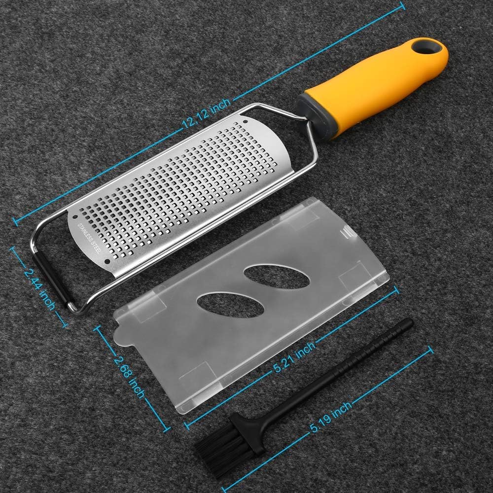 Pro Zester Grater, Lemon Parmesan Zester, Chocolate, With Razor-Sharp Stainless Steel Blade, Protective Cover and Cleaning brush, Dishwasher Safe, by Nspring