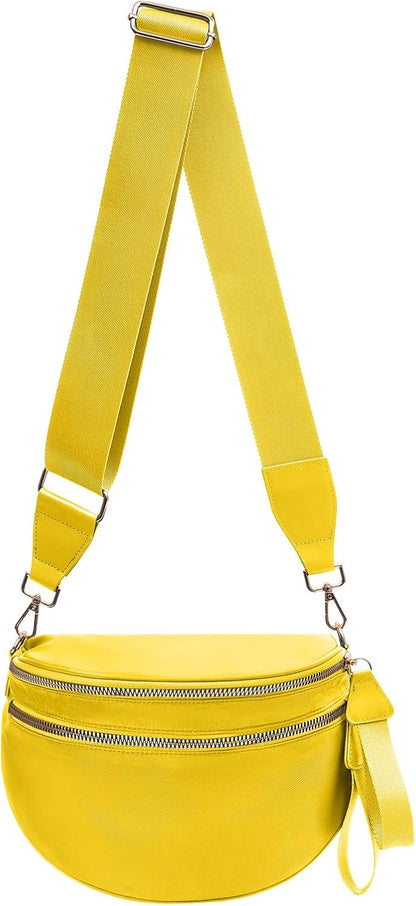Nylon Crossbody Bags Bum Bag for Women Large Sling Purse（Yellow）