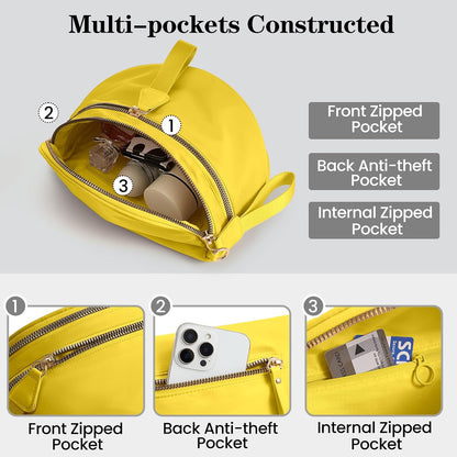 Nylon Crossbody Bags Bum Bag for Women Large Sling Purse（Yellow）
