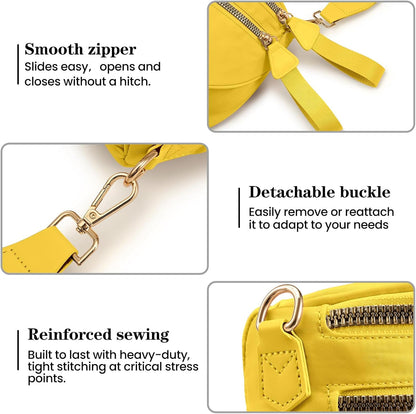 Nylon Crossbody Bags Bum Bag for Women Large Sling Purse（Yellow）