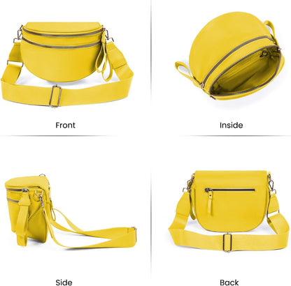 Nylon Crossbody Bags Bum Bag for Women Large Sling Purse（Yellow）