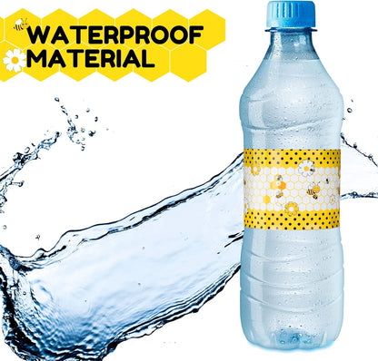 30 Pack Bee Party Water Bottle Labels Bee Party Decorations Birthday Waterproof Water Bottle Sticker Wrappers Stickers Supplies for Baby Shower Girl and Boy