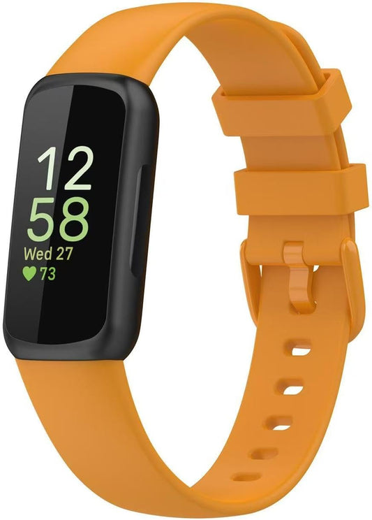 Sport Watch Band,Solid Color Soft Silicone Strap Compatible with Fitbit Inspire 3 Small Size,Wristband for Smart Watch,Unisex,Yellow