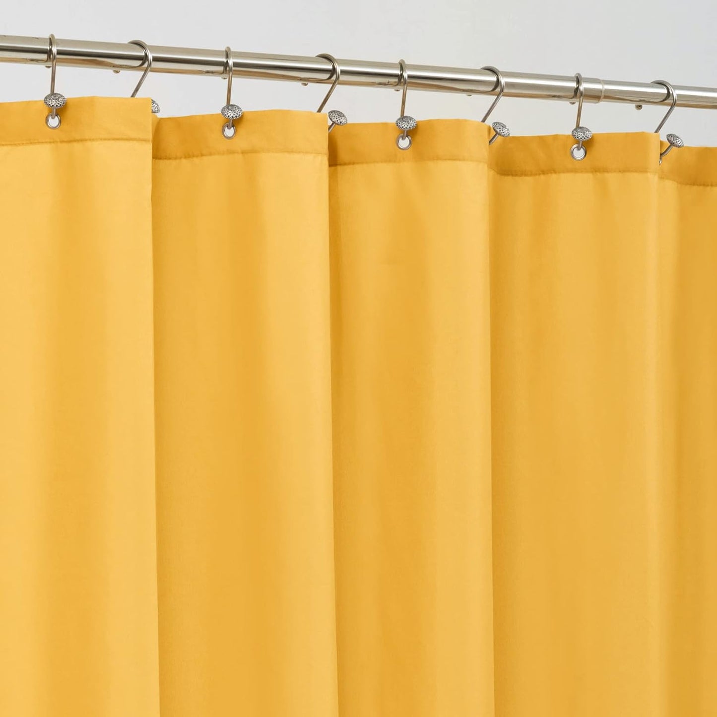 Yellow Shower Curtain or Liner with 3 Magnets - Soft Hotel Quality Fabric Shower Curtain for Bathroom, Light-Weight & Machine Washable - Standard Size 72x72, Mustard Yellow