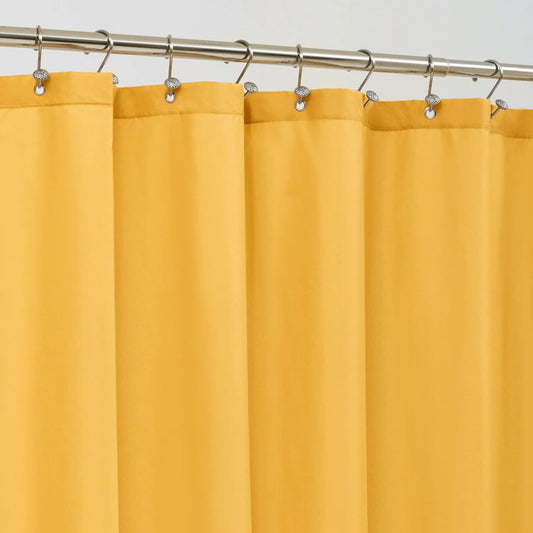 Yellow Shower Curtain or Liner with 3 Magnets - Soft Hotel Quality Fabric Shower Curtain for Bathroom, Light-Weight & Machine Washable - Standard Size 72x72, Mustard Yellow