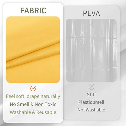 Yellow Shower Curtain or Liner with 3 Magnets - Soft Hotel Quality Fabric Shower Curtain for Bathroom, Light-Weight & Machine Washable - Standard Size 72x72, Mustard Yellow
