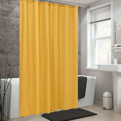 Yellow Shower Curtain or Liner with 3 Magnets - Soft Hotel Quality Fabric Shower Curtain for Bathroom, Light-Weight & Machine Washable - Standard Size 72x72, Mustard Yellow