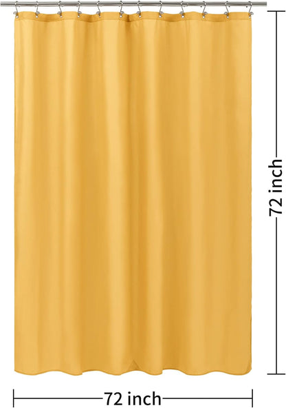 Yellow Shower Curtain or Liner with 3 Magnets - Soft Hotel Quality Fabric Shower Curtain for Bathroom, Light-Weight & Machine Washable - Standard Size 72x72, Mustard Yellow
