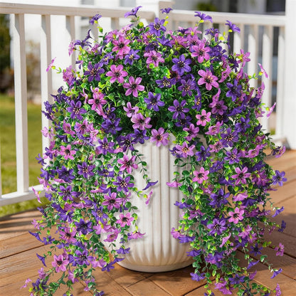 INQCMY Artificial Fake Hanging Flowers Plants for Outdoor Summer Decoration | 2 PCS Faux Silk Daisy with Eucalyptus Leaves,UV Resistant Look Real for Outside Home Planter Porch Patio Balcony Yard Decor