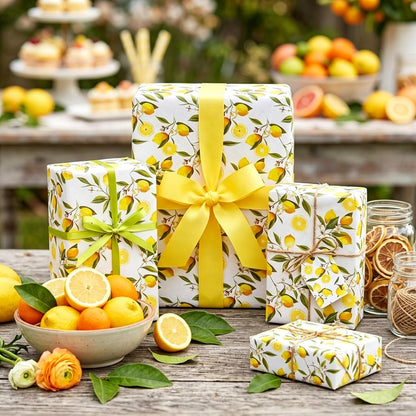60 Sheets Yellow Lemon Print Tissue Paper, 14×20" Yellow Lemon Patterns Gift Wrapping Paper for Summer DIY Crafts Fruit-Themed Party Supplies (Lemon-B)