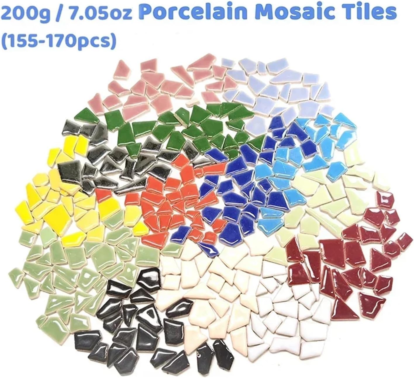 Mosaic Tiles 200g/7.05oz(Approx. 155-170pcs) Porcelain Mosaic Tiles 1-2.5cm 0.4mm Thickness Ceramic Mosaic Stones DIY Mosaic Craft Material(Light Yellow)