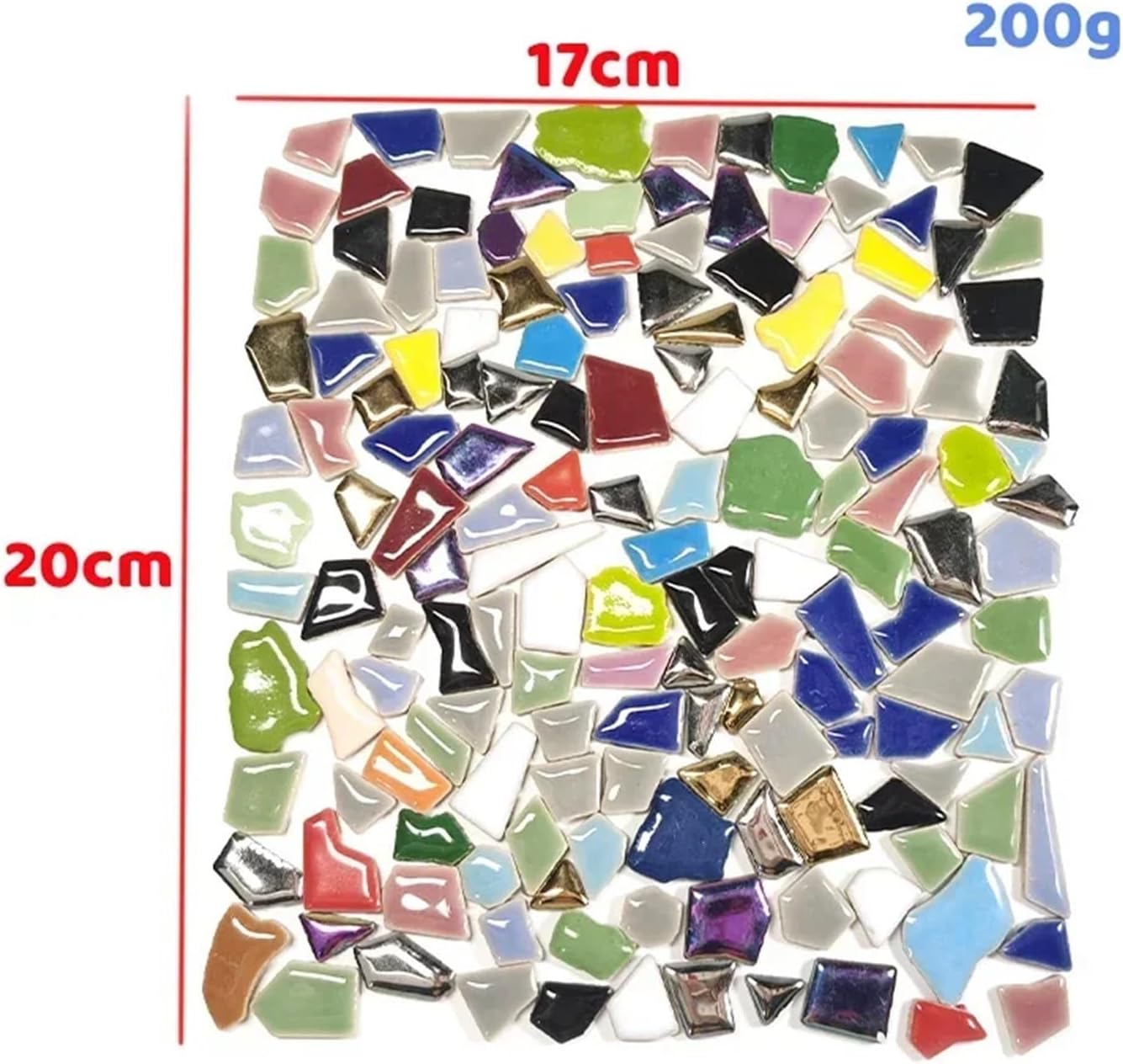 Mosaic Tiles 200g/7.05oz(Approx. 155-170pcs) Porcelain Mosaic Tiles 1-2.5cm 0.4mm Thickness Ceramic Mosaic Stones DIY Mosaic Craft Material(Light Yellow)