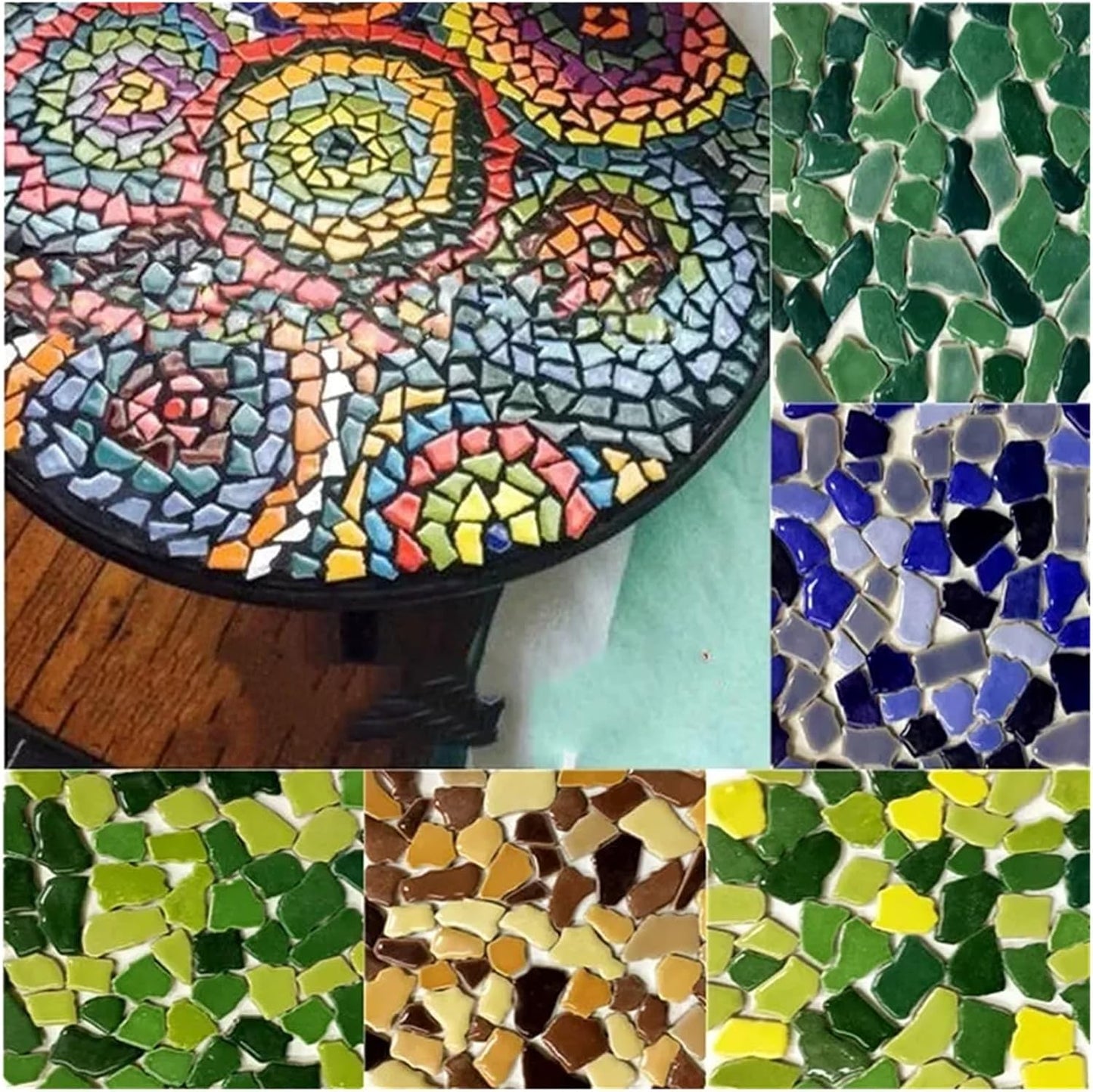 Mosaic Tiles 200g/7.05oz(Approx. 155-170pcs) Porcelain Mosaic Tiles 1-2.5cm 0.4mm Thickness Ceramic Mosaic Stones DIY Mosaic Craft Material(Light Yellow)