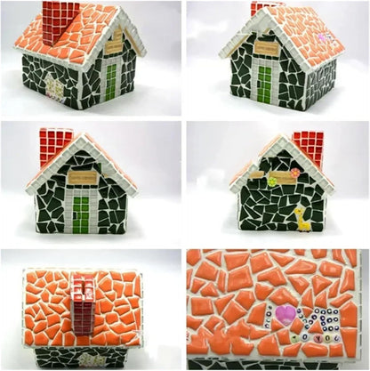 Mosaic Tiles 200g/7.05oz(Approx. 155-170pcs) Porcelain Mosaic Tiles 1-2.5cm 0.4mm Thickness Ceramic Mosaic Stones DIY Mosaic Craft Material(Light Yellow)