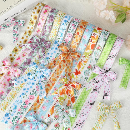 Tulip Ribbon 5 Yards 1 Inch Yellow Printed Satin Hair Bow Making Floral | Ribbon for Gift Wrapping Wreath Fabric Ribbons for Crafts Flower Bouquet Sewing Mothers Day DIY Spring Birthday Party Decor