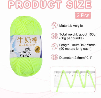 2PCS Crocheting Yarn,Yellow 5 Ply Acrylic Yarn 100g Sport Weight Yarns Bulk Soft and Fluffy Yarns for Knitting DIY Crochet Handicraft Blankets Gift,197 Yards
