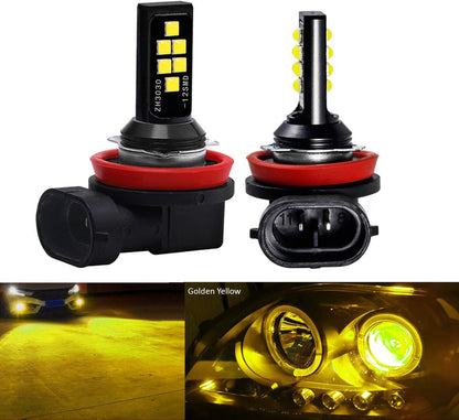 2x H11 H8 LED Fog Light Bulb for Powersports Advanced 3030 SMD Bright Colorful Daytime Running DRL Lamp, Golden Yellow