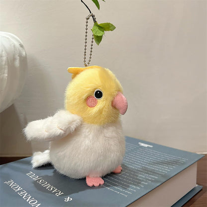 Realistic Yellow Cockatiel Parrot Bird Stuffed Animal Cute Plush Bag Pendant Simulation Bird Toys for Kids Pendant Doll Birthday Gift Decoration(Cockatiel Plush)