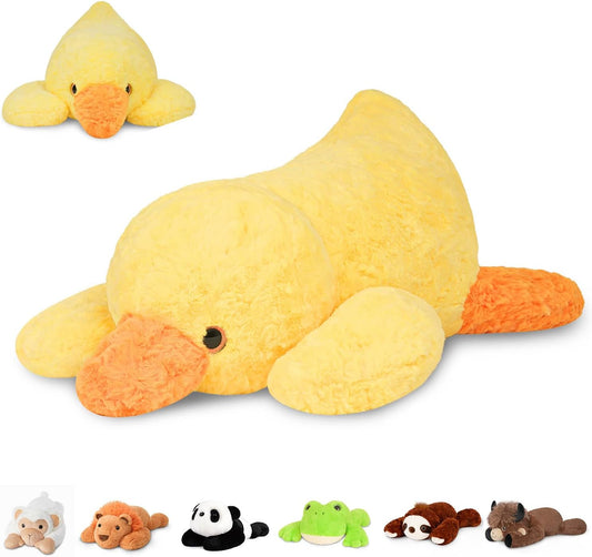 Weighted Stuffed Animals, 20 in 3.3 lbs, Duck Plush Pillow | Heavy sensory lap pad, lying body pillow for sleeping, machine wash, huggable gift for kids and adults