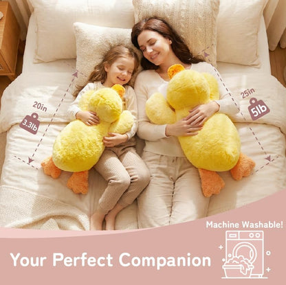 Weighted Stuffed Animals, 20 in 3.3 lbs, Duck Plush Pillow | Heavy sensory lap pad, lying body pillow for sleeping, machine wash, huggable gift for kids and adults