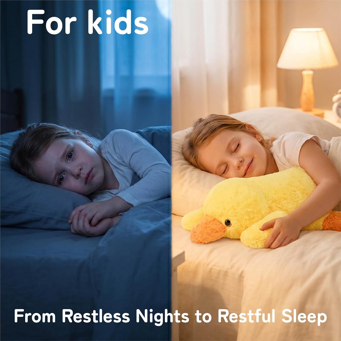 Weighted Stuffed Animals, 20 in 3.3 lbs, Duck Plush Pillow | Heavy sensory lap pad, lying body pillow for sleeping, machine wash, huggable gift for kids and adults