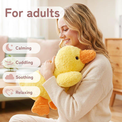 Weighted Stuffed Animals, 20 in 3.3 lbs, Duck Plush Pillow | Heavy sensory lap pad, lying body pillow for sleeping, machine wash, huggable gift for kids and adults