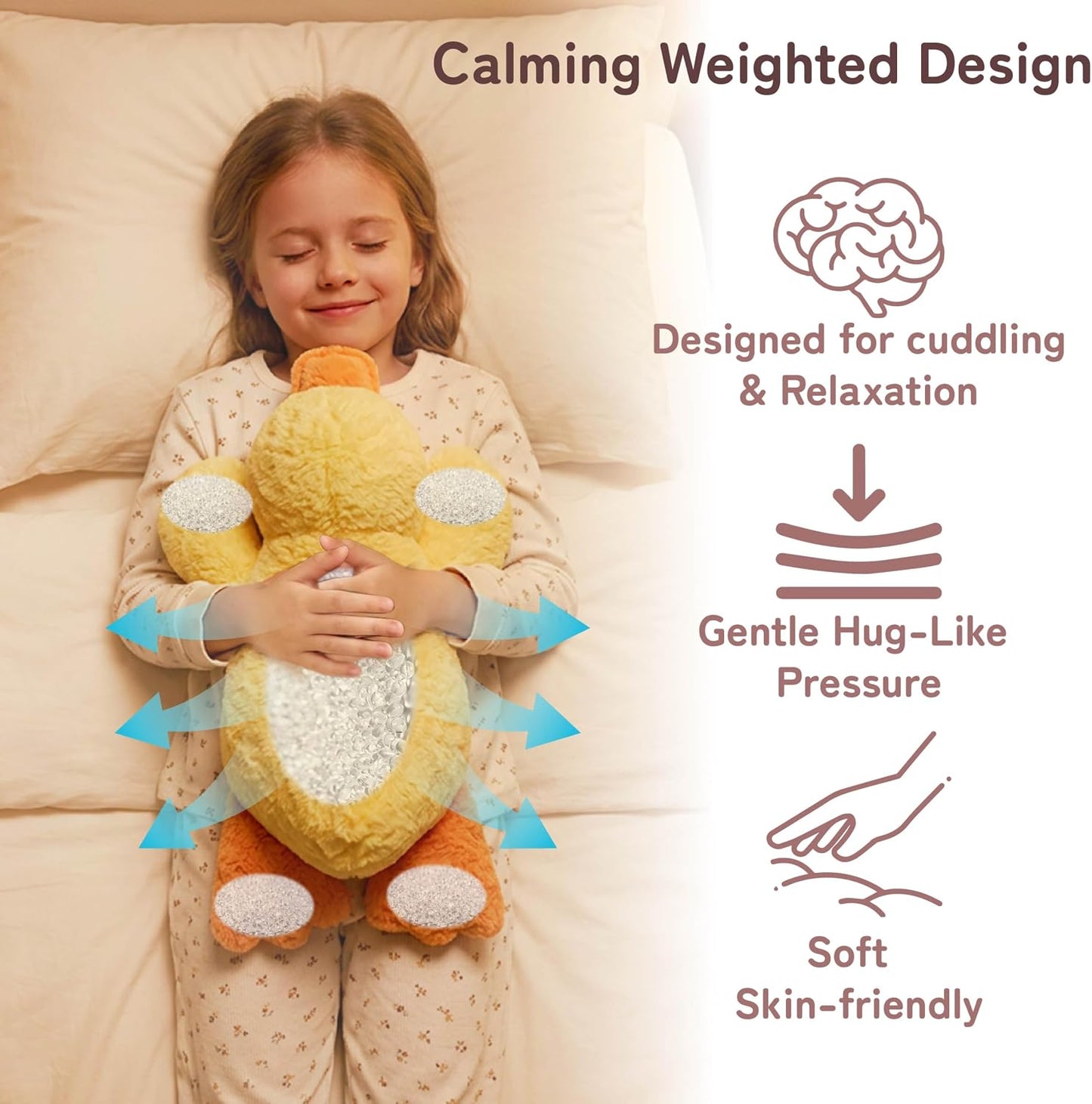 Weighted Stuffed Animals, 20 in 3.3 lbs, Duck Plush Pillow | Heavy sensory lap pad, lying body pillow for sleeping, machine wash, huggable gift for kids and adults