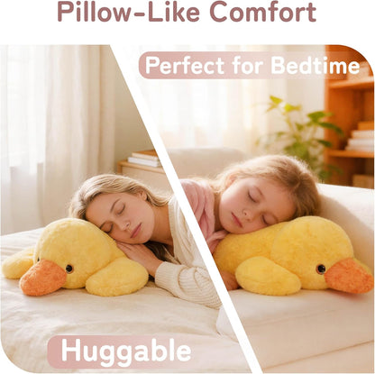 Weighted Stuffed Animals, 20 in 3.3 lbs, Duck Plush Pillow | Heavy sensory lap pad, lying body pillow for sleeping, machine wash, huggable gift for kids and adults