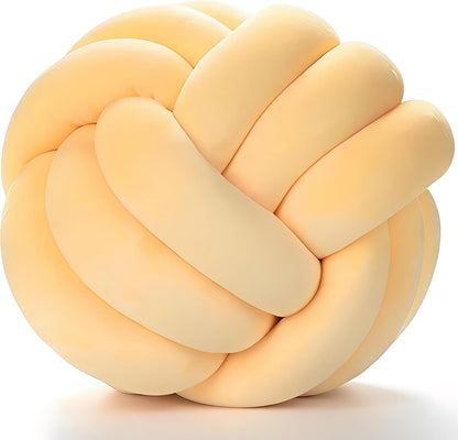 Knot Pillow Ball,Round Decorative Throw Pillow (Yellow,11in) | Children Room Decoration Plush Toys Calming Stress Relief Toy, Soft Plush, Cozy Decor for Bedroom, Sofa, Kids Playroom