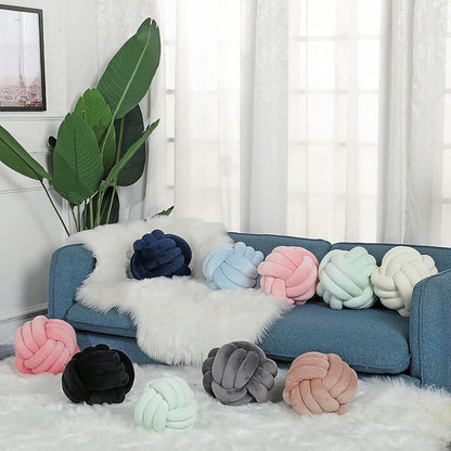 Knot Pillow Ball,Round Decorative Throw Pillow (Yellow,11in) | Children Room Decoration Plush Toys Calming Stress Relief Toy, Soft Plush, Cozy Decor for Bedroom, Sofa, Kids Playroom