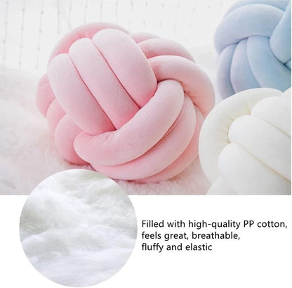 Knot Pillow Ball,Round Decorative Throw Pillow (Yellow,11in) | Children Room Decoration Plush Toys Calming Stress Relief Toy, Soft Plush, Cozy Decor for Bedroom, Sofa, Kids Playroom