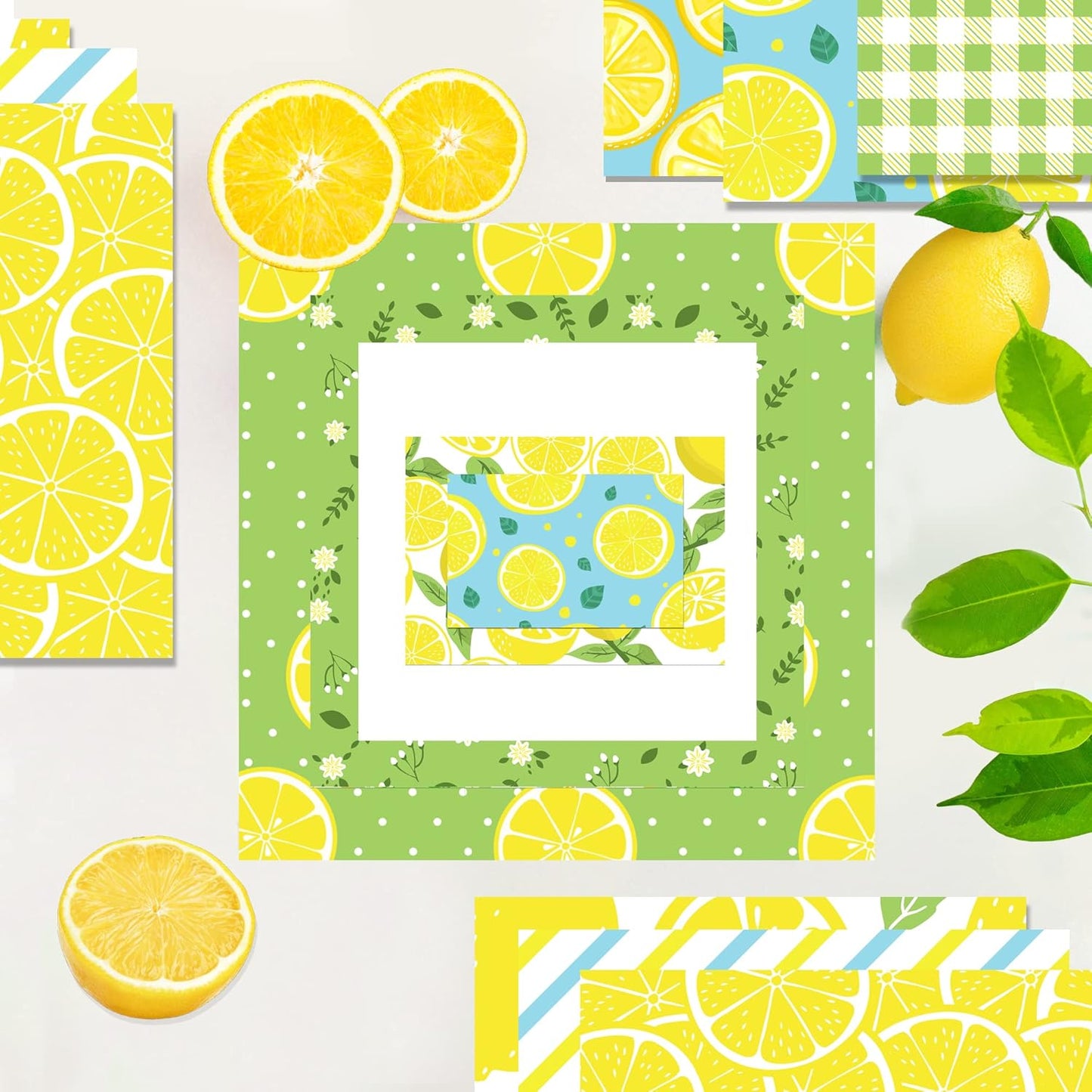 24Pcs Hawaii Lemon Scrapbook Paper Pad, Hawaiian Yellow Lemon Fruit Double-Sided Decopodge Paper, Cardstock Paper Scrapbooking DIY Decorative Background Cardmaking Supplies Craft