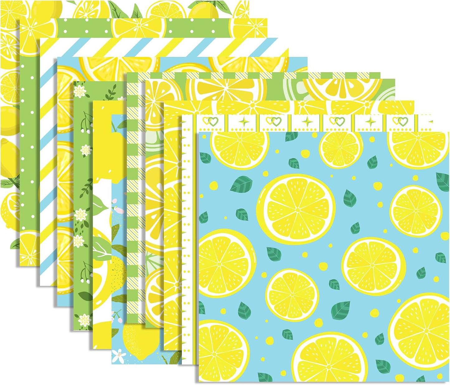 24Pcs Hawaii Lemon Scrapbook Paper Pad, Hawaiian Yellow Lemon Fruit Double-Sided Decopodge Paper, Cardstock Paper Scrapbooking DIY Decorative Background Cardmaking Supplies Craft