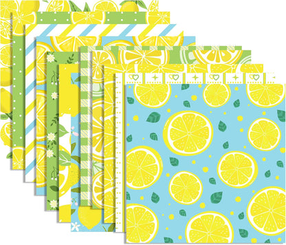 24Pcs Hawaii Lemon Scrapbook Paper Pad, Hawaiian Yellow Lemon Fruit Double-Sided Decopodge Paper, Cardstock Paper Scrapbooking DIY Decorative Background Cardmaking Supplies Craft