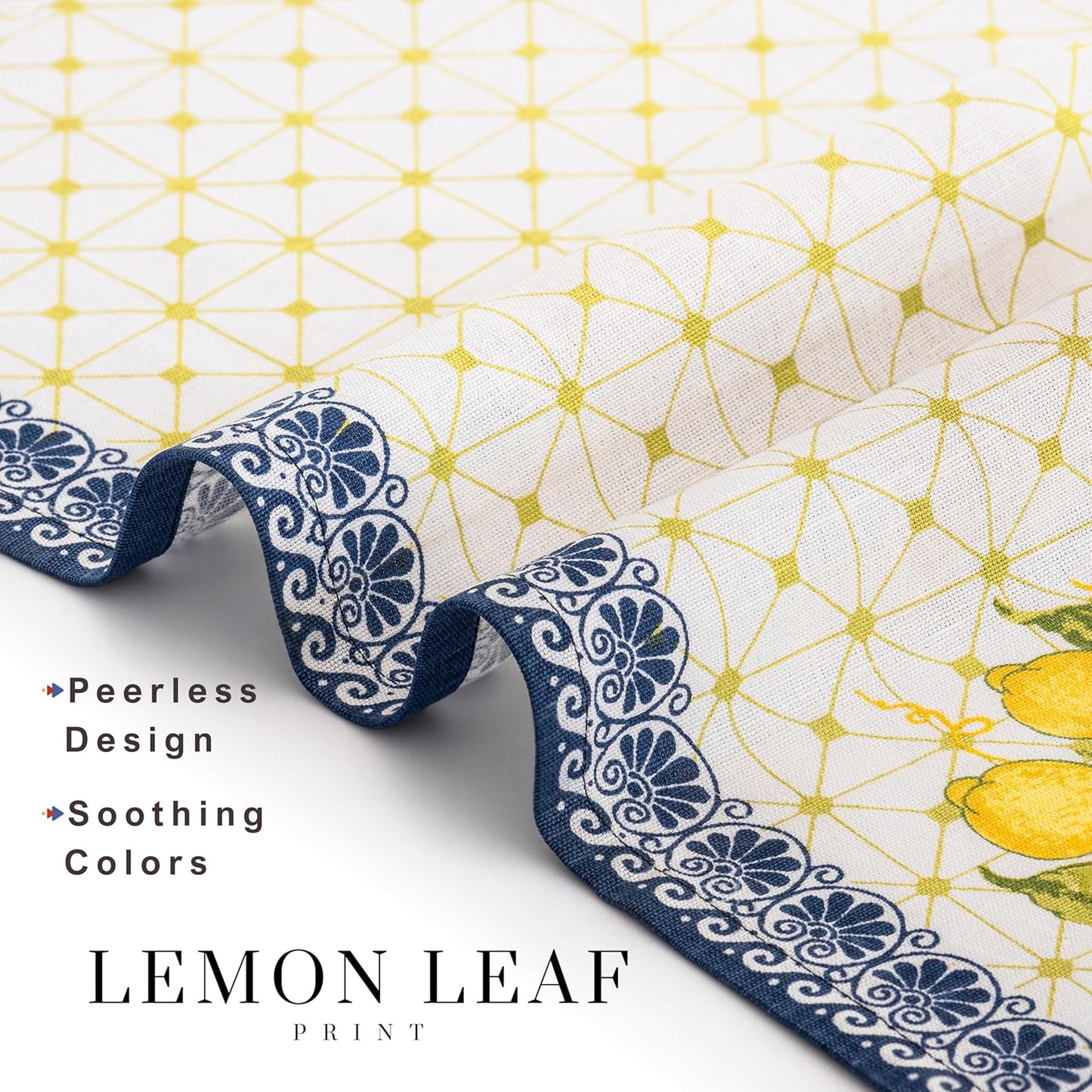 Cloth Napkins Set of 12 Cotton Linen, 20x20 Inch, Lemon Leaf | Mitered corner, washable, soft, absorbent, floral print suits weddings, restaurants, farmhouse and everyday dining tables