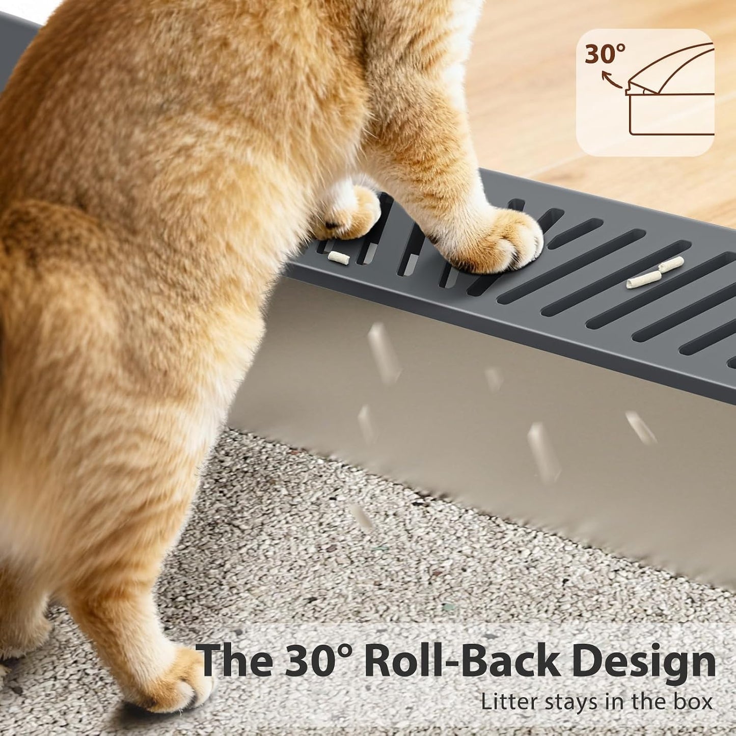Stainless Steel Litter Box | Metal Kitty Litter Box with Lid High Sided for Small Cats or Injured Cats, Bunny Litter Boxes, Low Entry, Odor-Free, Non-Stick,Includes Scoop