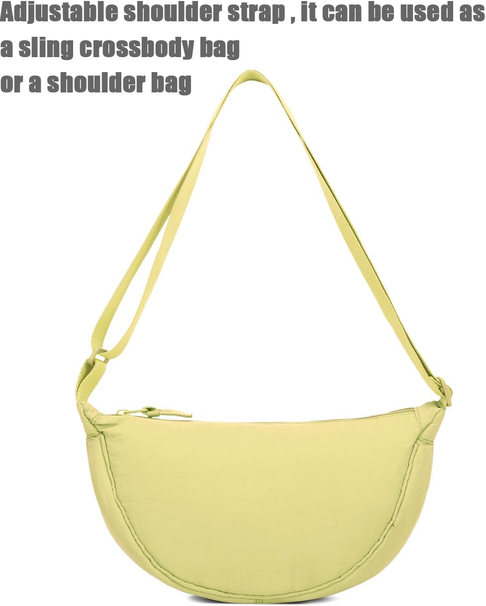 Crescent Bag for Women Small Sling Crossbody Nylon Bag | Round Mini Shoulder Bag for Travel, Casual Fanny Pack with Half Moon Shape