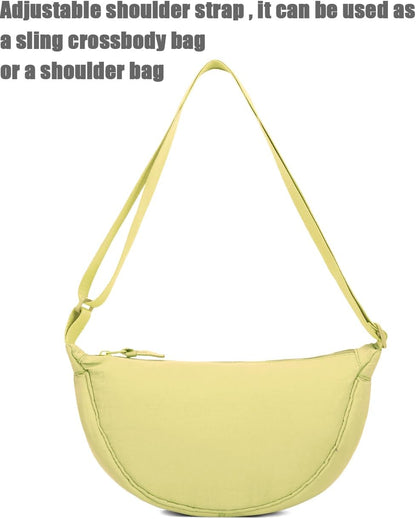 Crescent Bag for Women Small Sling Crossbody Nylon Bag | Round Mini Shoulder Bag for Travel, Casual Fanny Pack with Half Moon Shape