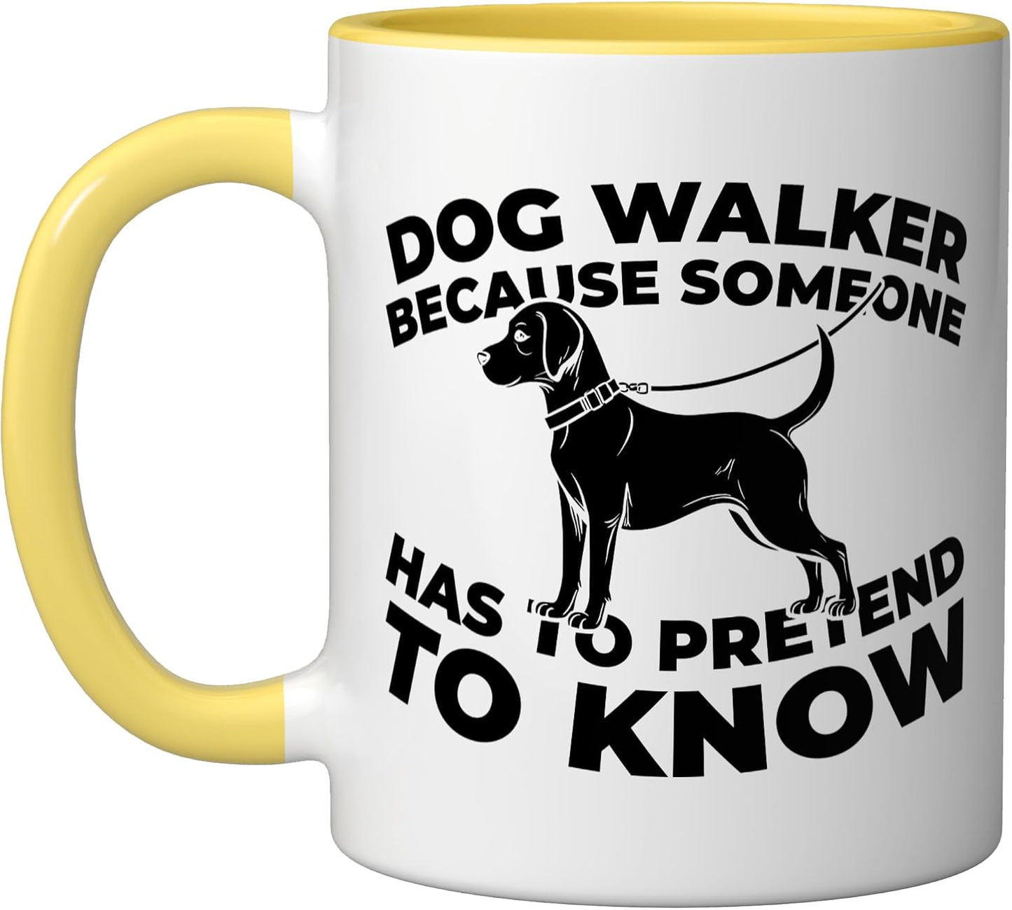Pet Care Walking - Exercise Dog Walker Ceramic Mug, Yellow/White