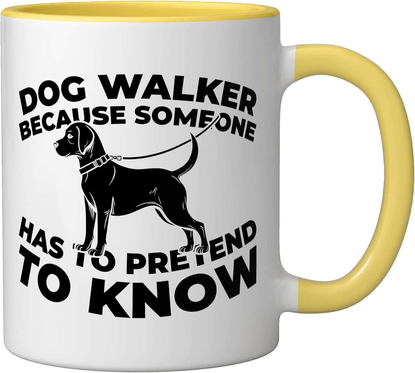 Pet Care Walking - Exercise Dog Walker Ceramic Mug, Yellow/White