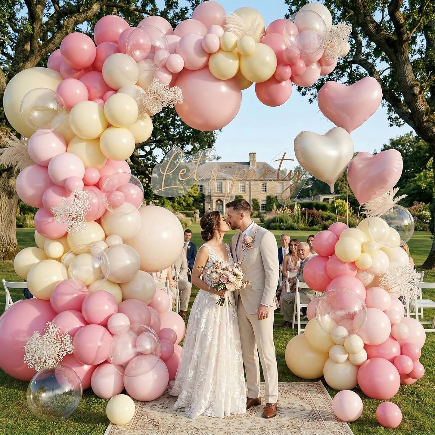 Pink and Yellow Balloon Arch Kit,150Pcs Pastel Pink Light Pink Yellow Sand White Balloons for Baby Shower Bridal Shower Wedding Bee Bear Themed Birthday Party Decorations