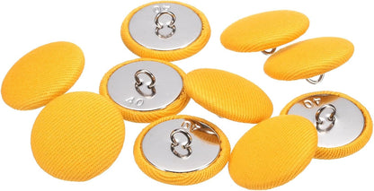 25mm Fabric Cloth Covered Button Metal Shank 10pcs, Yellow | 40L 1" Round Satin Sewing DIY Craft Buttons for Bridal Wedding Suits Dress Blouses Sweaters