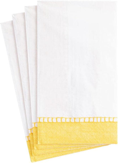 Linen Border Paper Guest Towel Napkins in Yellow - 15 Per Package